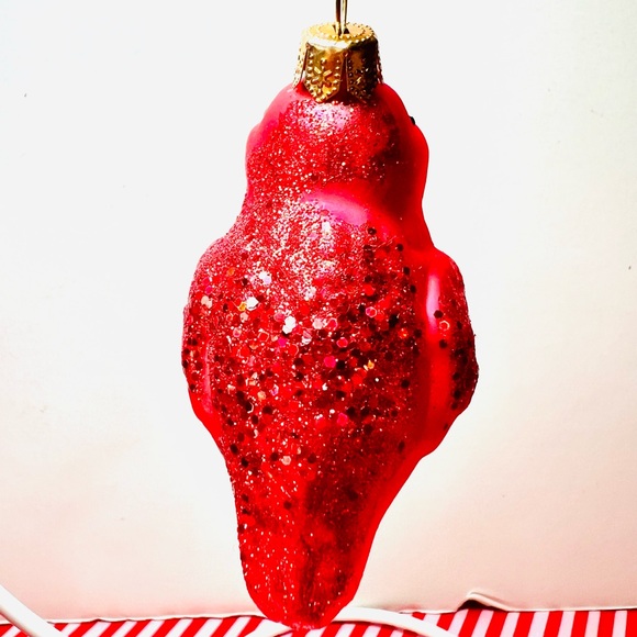 Polish Glass Red Bird Christmas Ornament Cardinal Robin Nature Hand Painted - Picture 10 of 12